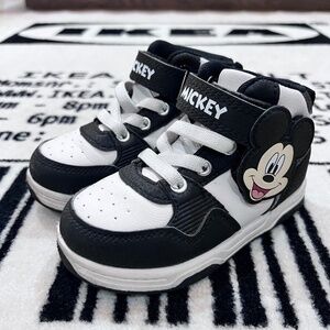 Disney Mickey Logo High Top Hook & Loop Velcro Strap Easy On Toddler Shoes